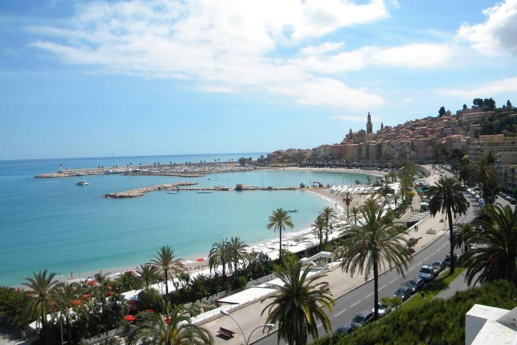 App Le Rocazur Avec Piscine Et Parking En Bord De Mer A 500M Du Centre Ville Menton Buitenkant foto